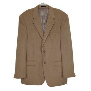 T Harris Camel Hair Blazer Mens Size 44R Tan Business 2 Button Sport Coat Jacket